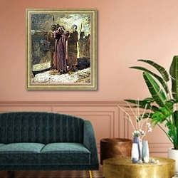 «Golgotha, 1892-93» в интерьере классической гостиной над диваном