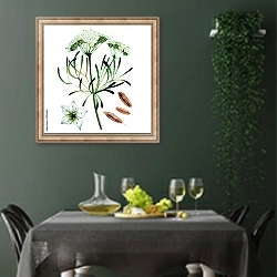«Акварельный кумин» в интерьере столовой в зеленых тонах