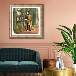 «Meeting of king Edward IV and Louis XI of France at Pecquigny» в интерьере классической гостиной над диваном