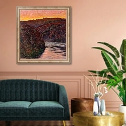 «Креуз на закате» в интерьере классической гостиной над диваном