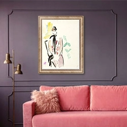 «De Carnière-Wouters, echtgenote van de kunstenaar» в интерьере гостиной с розовым диваном