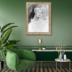 «Portrait of The Hon. Augusta Leigh» в интерьере гостиной в зеленых тонах
