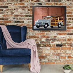«Mercury Station Wagon '1946» в интерьере в стиле лофт с кирпичной стеной и синим креслом