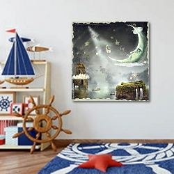 «Ночь. Время чудес и магии» в интерьере детской комнаты для мальчика в морской тематике