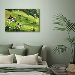 «Австрия. Филлах» в интерьере современной спальни в зеленых тонах