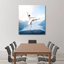 «Грация балерина на краю скалы» в интерьере конференц-зала над столом для переговоров