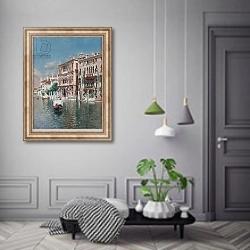 «A Gondola in Front of the Palazzo Cavalli-Franchetti and Palazzi Barboro, Venice» в интерьере коридора в классическом стиле