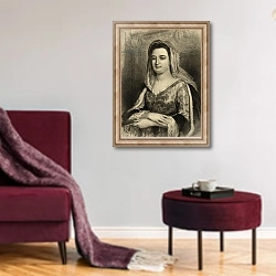 «Francoise d'Aubigne Madame de Maintenon» в интерьере гостиной в бордовых тонах