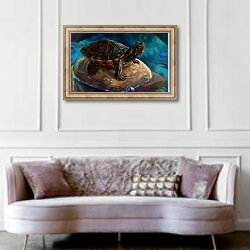 «Черепаха на камне» в интерьере гостиной в классическом стиле над диваном