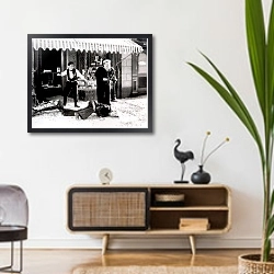 «Laurel & Hardy (Two Tars)» в интерьере комнаты в стиле ретро над тумбой