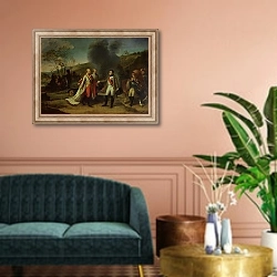 «Meeting between Napoleon I and Francis I after the Battle of Austerlitz, 4th December 1805» в интерьере классической гостиной над диваном