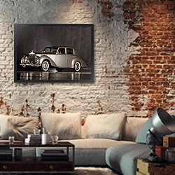 «Rolls-Royce Silver Dawn '1949–55» в интерьере гостиной в стиле лофт с кирпичной стеной
