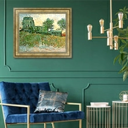 «Ресторан в Аньере 2» в интерьере в классическом стиле с зеленой стеной