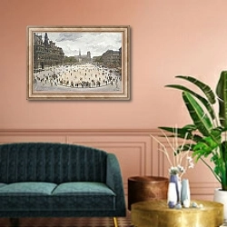 «Le Place de Hotel d'Ville, Paris» в интерьере классической гостиной над диваном
