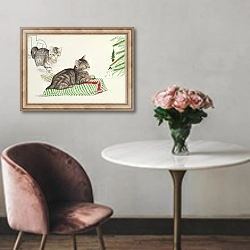 «Two Kittens» в интерьере в классическом стиле над креслом