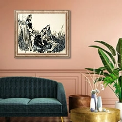«Moses is found among the bullrushes» в интерьере классической гостиной над диваном
