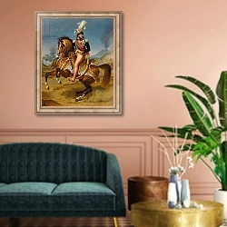 «Equestrian Portrait of Joachim Murat 1812» в интерьере классической гостиной над диваном