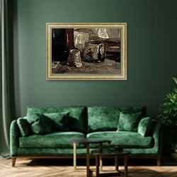 «Self Portrait, 1880 2» в интерьере зеленой гостиной над диваном