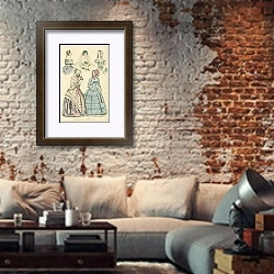 «Fashions for May 1846 1» в интерьере гостиной в стиле лофт с кирпичной стеной