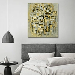 «Composition in Brown and Gray» в интерьере спальне в стиле минимализм над кроватью
