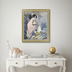 «Woman with a Bouquet» в интерьере в классическом стиле над столом
