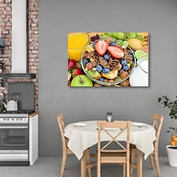 «Шоколадные хлопья и фрукты» в интерьере кухни над обеденным столом