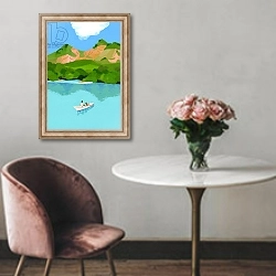 «summer vacation in the mountains and boats» в интерьере в классическом стиле над креслом