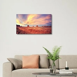 «США. Vintage toned Monument Valley after sunset» в интерьере современной светлой гостиной над диваном