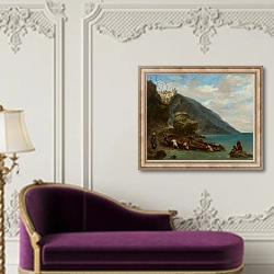 «View of Tangier from the Seashore, 1856-8» в интерьере в классическом стиле над банкеткой