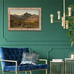 «Mt. Jefferson, Pinkham Notch, White Mountains» в интерьере в классическом стиле с зеленой стеной