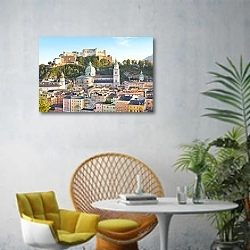 «Австрия,  Зальцбург» в интерьере современной гостиной с желтым креслом