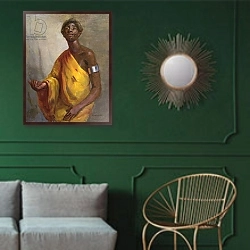 «The Prophet» в интерьере классической гостиной с зеленой стеной над диваном