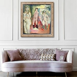 «Three Nude Women, 1909» в интерьере гостиной в классическом стиле над диваном