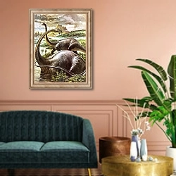 «Diplodocus» в интерьере классической гостиной над диваном