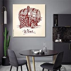 «Коллекционное вино из бочки» в интерьере современной кухни в серых цветах