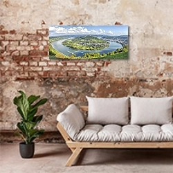 «Гкрмания. Picturesque bend of the river Rhine near Filsen» в интерьере современной гостиной в стиле лофт