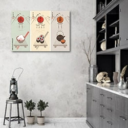 «Чай, суши и рис» в интерьере современной кухни в серых тонах