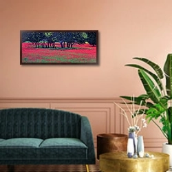 «Red Shock, 1999» в интерьере классической гостиной над диваном