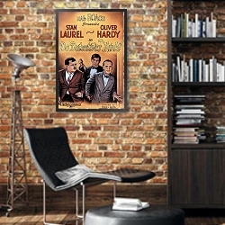 «Poster - Do Detectives Think» в интерьере кабинета в стиле лофт с кирпичными стенами