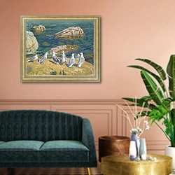«Seagulls, 1910» в интерьере классической гостиной над диваном