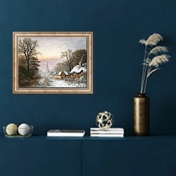 «Winter landscape, 1869» в интерьере в классическом стиле в синих тонах
