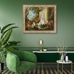 «The Bathers 3» в интерьере гостиной в зеленых тонах
