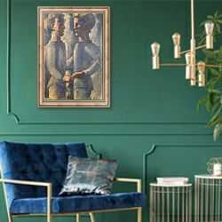 «Two Friends, 1936» в интерьере в классическом стиле с зеленой стеной