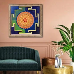 «Gayatri Yantra Drawing» в интерьере классической гостиной над диваном