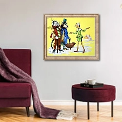 «Pinocchio» в интерьере гостиной в бордовых тонах