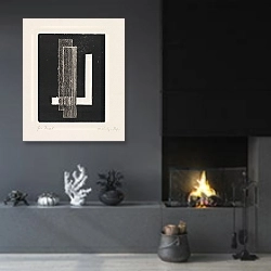 «Ohne Titel» в интерьере гостиной в стиле минимализм с камином