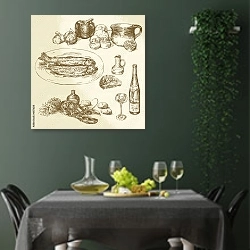 «Пищевая коллекция №19» в интерьере столовой в зеленых тонах