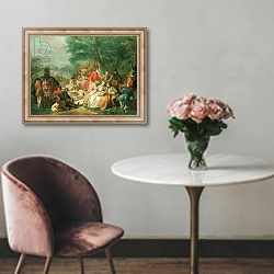 «La Chasse, 18th century» в интерьере в классическом стиле над креслом