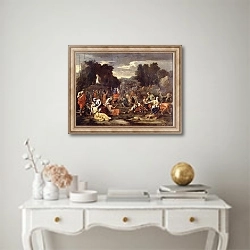 «The Gathering of Manna, c.1637-9» в интерьере в классическом стиле над столом