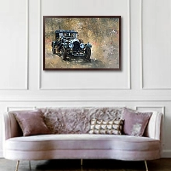 «3 Litre Bentley at Cottesbrooke» в интерьере гостиной в классическом стиле над диваном